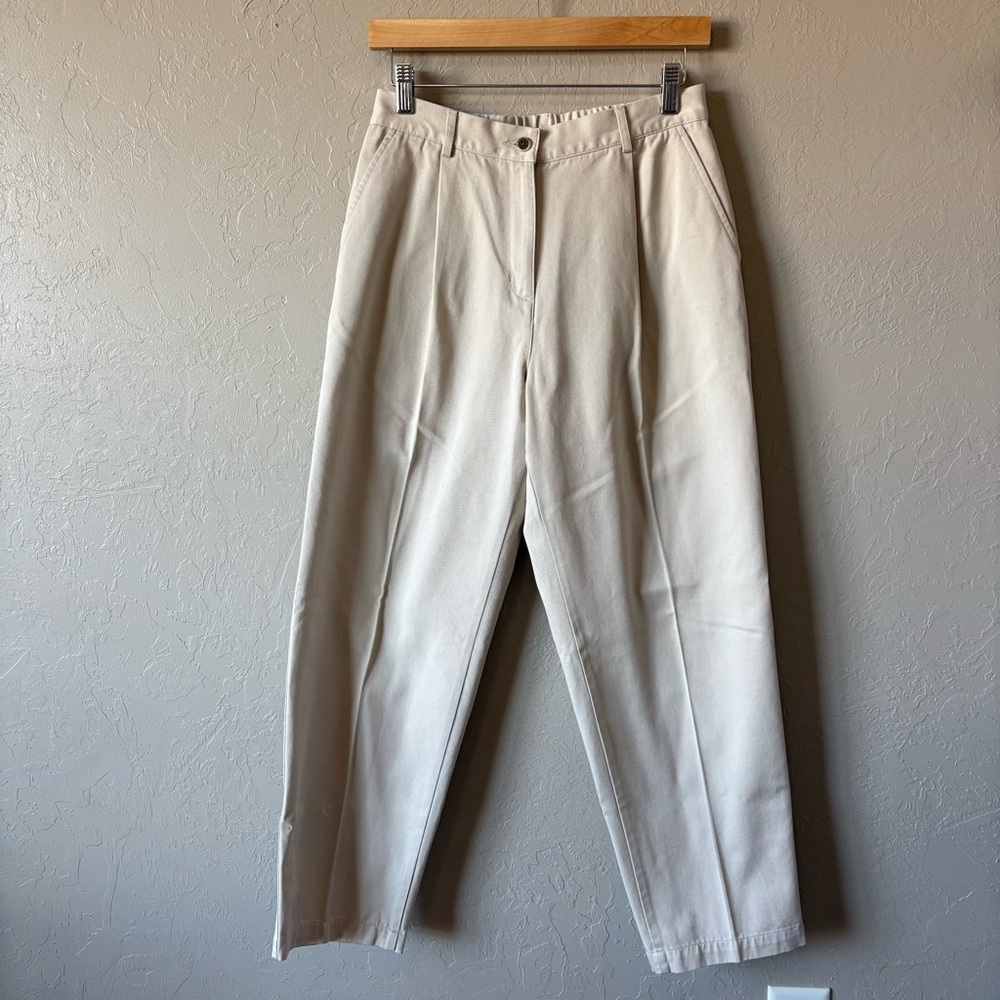 L.L.Bean Cotton Khaki Pants Petite 8 Elastic Waist Straight Leg
